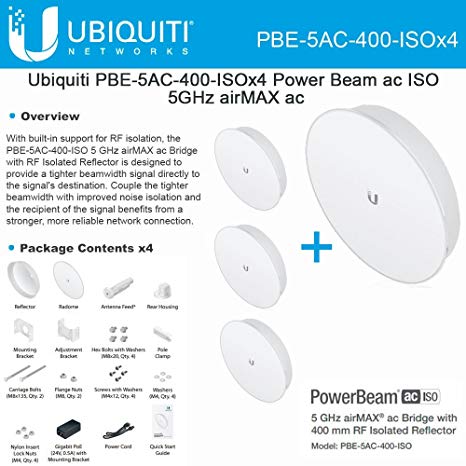 Ubiquiti PBE-5AC-400-ISO 4-PACK PowerBeam AC ISO 5GHz 25dBi 400mm ISO 25 km