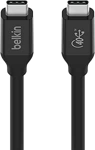 Belkin Câble USB4 USB-C vers USB-C, certification USB-IF, Power Delivery jusqu'à 100W, 40 Gbit/s, rétrocompatible avec Thunderbolt 3, USB 3.2, etc, connecteur USB type-C réservible, 80 cm