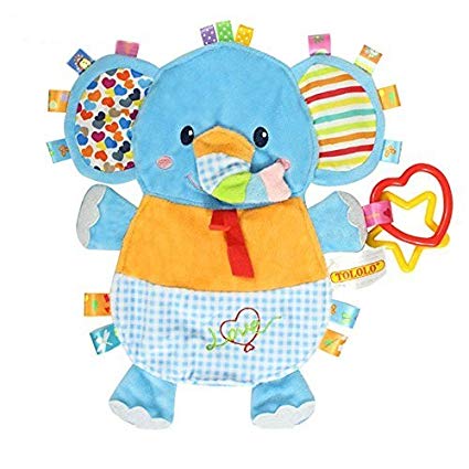 TOLOLO Cartoon Animals Plush Toys Baby Sleeping Toys Newborn Children to Appease Towel Cloth Can Bite (Elephant)
