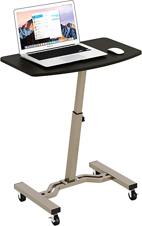SHW Height Adjustable Mobile Laptop Stand Desk Rolling Cart