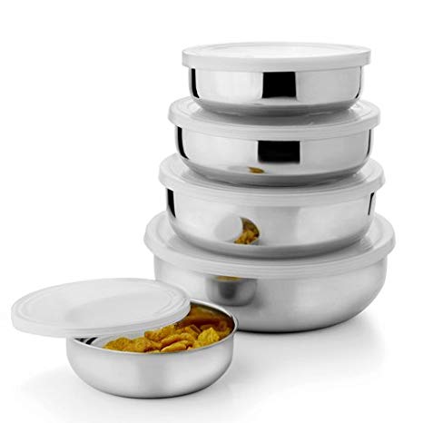 Kitchen Pro Stainless Steel Air Tight Lid Bowl Set Of 5 Pcs