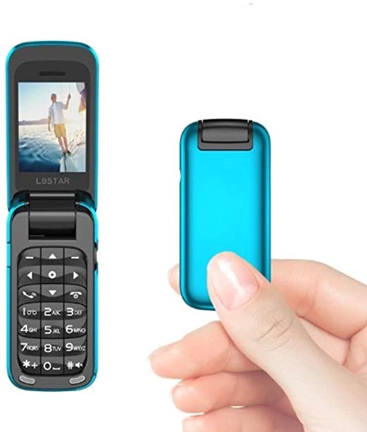 L8star Small Mini Flip Cell Phone MP3 Magic Voice Changer Bluetooth Dialer Music Cellphone BM60 (Blue)