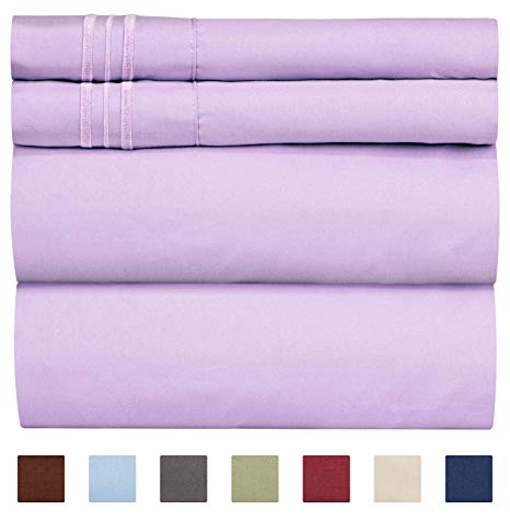 Queen Size Sheet Set - 4 Piece Set - Hotel Luxury Bed Sheets - Extra Soft - Deep Pockets - Easy Fit - Breathable & Cooling - Wrinkle Free - Comfy – Lavender Bed Sheets - Queens Sheets – 4 PC