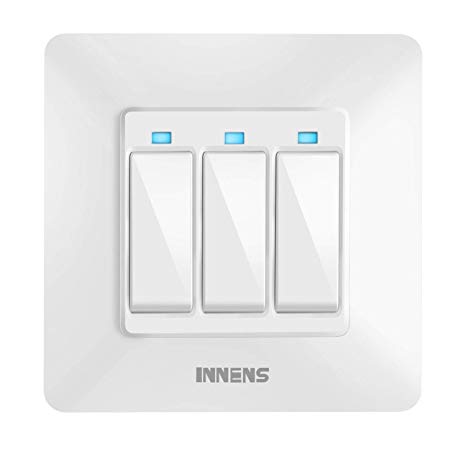 Innens WiFi Smart Light Switch, White Rocker Smart Wall Triple Button Switch Compatible with Alexa & Google Assistant, App Remote Control [Neutral Wire Required] [No Hub Required] (3 Gang 1 Way)