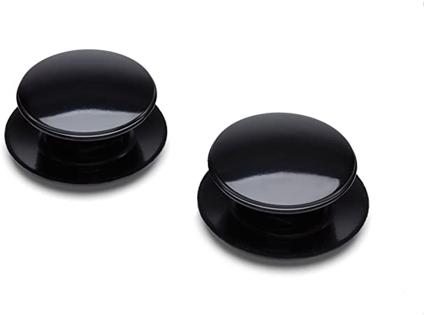 Tops 55708 Fitz-All Replacement Pot Knobs with Finger Guard, Set of 2, Black Heat Proof Plastic