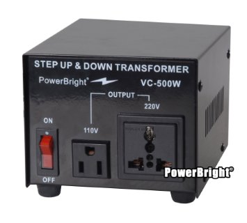 Power Bright VC500W Voltage Transformer 500 Watt Step Up/Down converter  110/120 Volt - 220/240 Volt