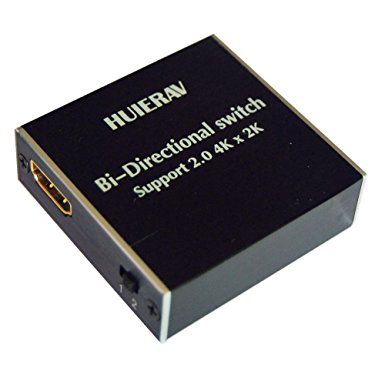 HUIERAV HDMI 2.0 Ultra HD 4Kx2K/60Hz HDMI Switch| HDMI 2 Ports Bi-direction Manual Switch 2x1 or 1x2 AB Switch Splitter