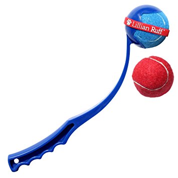 New and Improved Lillian Ruff Tennis Ball Thrower Dog Toy, Extra Ball Included