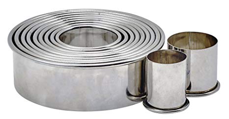 Winco CST-2 11 Piece Plain Round 1" to 3" Diameter x 1"H Stainless Steel Cookie Cutter Set