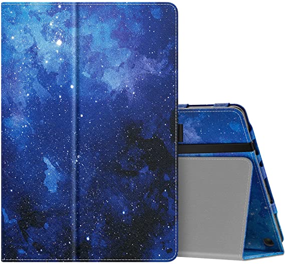 MoKo Case Fits All-New Kindle Fire HD 10 & 10 Plus Tablet (11th Generation, 2021 Release) - Slim Folding Stand Cover with Auto Wake/Sleep, Blue Sky Star