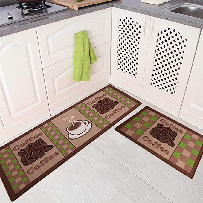 Seamersey Home and Kitchen Rugs 2 Pieces 4 Size Decorative Non-Slip Rubber Backing Doormat Runner Area Mats Sets
