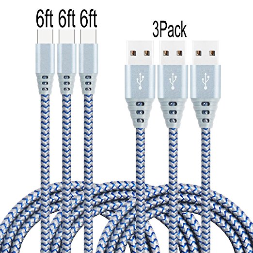 E-POWIND [3Pack] USB Type C Cable Fit to Macbook 12", Nexus 6P 5X, Google Pixel XL,LG G5 V20, One Plus 2, Nokia N1 Tablet and Other USB C Devices(2M)-Gray Blue