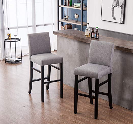 YEEFY Dining Chairs High Counter Height Side Chairs with Wood Legs, Set of 2 (Gray)