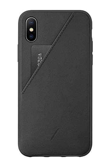 Native Union Clic Card Case - Leather Cover with Card Holder - Compatible with iPhone X/XS (Black)