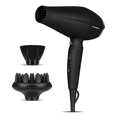 Hangsun Ionic Hair Dryer HD650 Powerful Salon 2100W Blow Dryer with Diffuser Dryer for Curly Hair, Straightener Attachment, 2 Speed and 3 Heat Settings