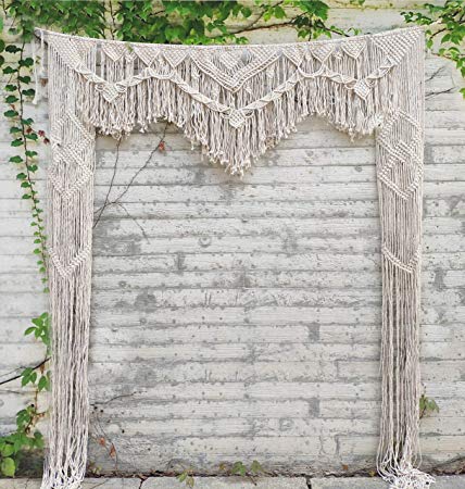 RISEON Large 71" W x 86" L Handmade Macrame Wedding Backdrop, Macrame Wedding Arch Arbor, Macrame Wall Hanging,Macrame Door Hanging,Room Divider,Macrame Curtains,Window Curtain Boho Wall Art