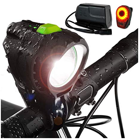 Bright Eyes 1800 Lumen Bicycle Light Set - The Stamina - Super Bright Headlight w/Quad Cree Technology and Light Weight Military Grade Nylon Shell -Free USB Rechargeable Taillight for a Limited Time