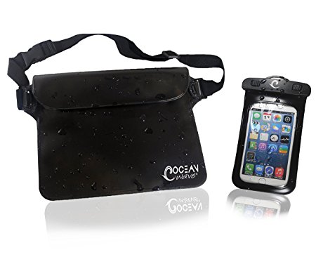 Premium Waterproof Waist Pouch   Phone Bag (2 item Bundle) for iPhone 7/6 Samsung Galaxy S7/S6, iPad Mini & Kindle