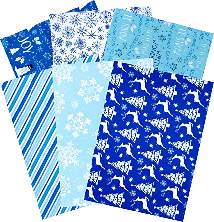 MAYPLUSS Christmas Wrapping Tissue Paper - 90 Sheets - Blue Design - 13.7 inch X 19.7 inch Per Sheet
