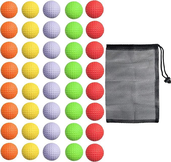 40 Pack Foam Golf Practice Balls, Realistic Feel and Limited Flight Training Balls for Indoor or Outdoor
