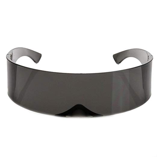 zeroUV - 80s Futuristic Cyclops Cyberpunk Visor Sunglasses with Semi Translucent Mirrored Lens