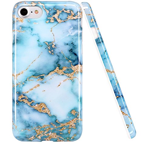 iPhone 6 6S Case, LUOLNH Blue and gold Marble Design Slim Shockproof Flexible Soft Silicone Rubber TPU Bumper Cover Skin Case for iPhone 6 4.7 inch