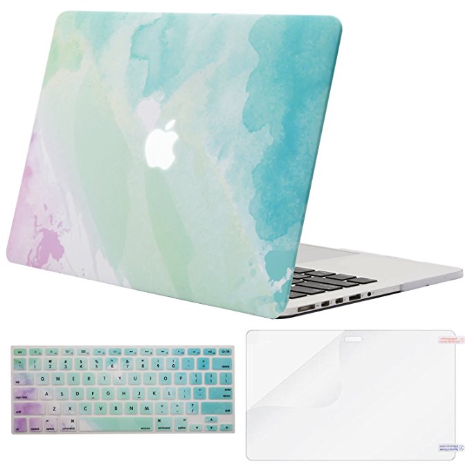 Mosiso Plastic Hard Case with Keyboard Cover and Screen Protector for MacBook Pro 13 Inch with Retina Display No CD-ROM (A1502/A1425, Version 2015/2014/2013/end 2012), Rainbow Mist