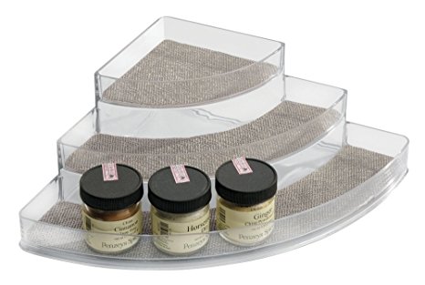 mDesign Spice Rack, Organizer for Kitchen Pantry, Cabinet, Countertops - Corner, Metallic/Clear