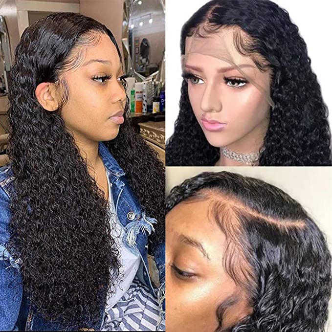 Nadula Curly Fake Scalp Wig 13x6 Lace Front Human Hair Wigs Pre Plucked With Baby Hair Brazilian Remy Virgin Lace Frontal Wigs Invisible Bleached Knots 150% Density No tangle No Shedding (22inch)