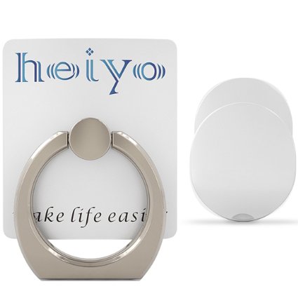 Finger Grip Phone Holder, Heiyo™ Universal Phone Kickstand Ring Hook for iPhone 6 /iPad mini /Galaxy /LG (White)