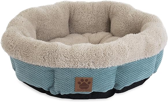 Petmate Precision Pet SnooZZy Mod Chic Round Shearling Bed, Teal