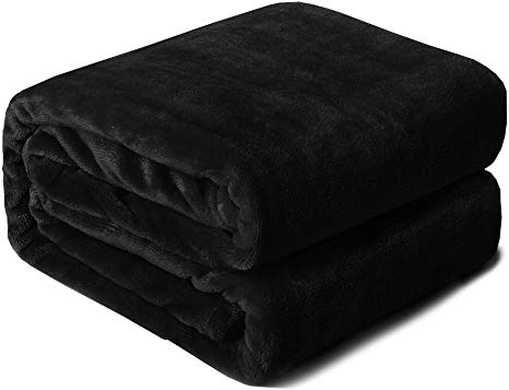 EDOW Flannel Throw Blanket, Soft Plush Lightweight Nap Throw Blanket for Couch, Sofa, Bed, Travel. (Black, Twin(60"x80"))
