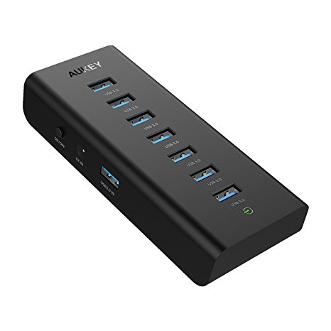 AUKEY USB Hub 7 USB 3.0 Ports with Power Adapter 25W Data Transfer USB 3.0 Hub for Mac , Windows and Other Laptops