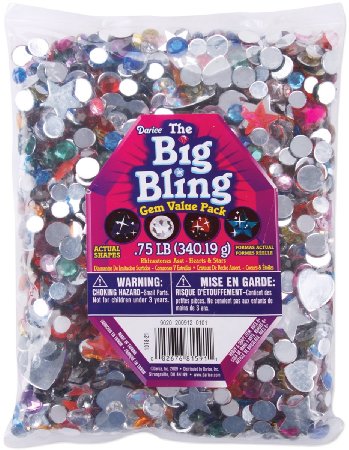 Darice Big Bling Stars and Round Gem Value Pack Rhinestones, Multicolor