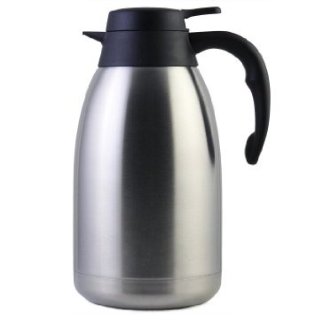 68 Oz Stainless Steel Thermal Carafe / Double Walled Thermos / 12 Hour Heat Retention / 2 Litre