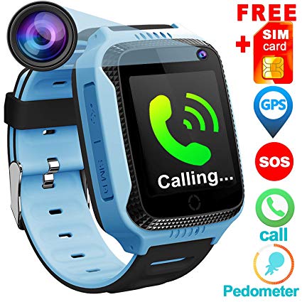 [Free Speedtalk Card] Kids Phone Smart Watch for 3-12 Year Old Boys Girls with GPS Tracker Locator Pedometer Fitness Tracker SOS Alarm Camera Game Watches 1.4" HD Screen Sports Watch Birthday Gift