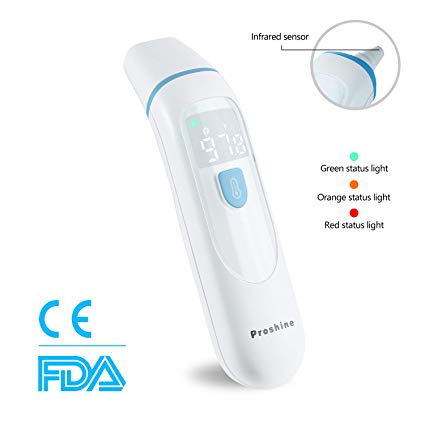 Baby Thermometer - Forehead and Ear Thermometer for Fever by Proshine - Accurate Dual Mode Professional Clinical Body Fever Thermometers for Baby, Kid and Adult | FDA Approved (Blue)