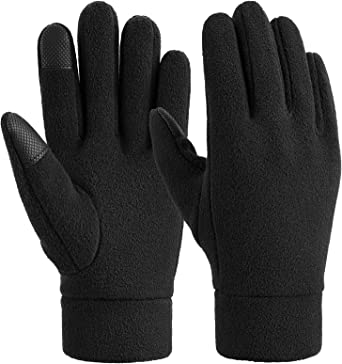OZERO Winter Gloves Men Women - Touchscreen Thermal Polar Fleece with Elastic Cuff for Running | Drriving | Bike Cycling Black/Blue/Gray