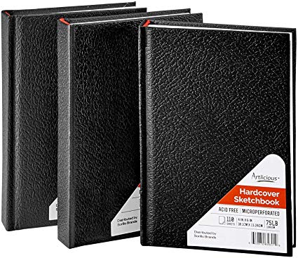 Artlicious - 3 Hardcover Sketch Books, Drawing Pads, Hardbound Value Pack - 4 inch x 6 inch - 660 Pages Total