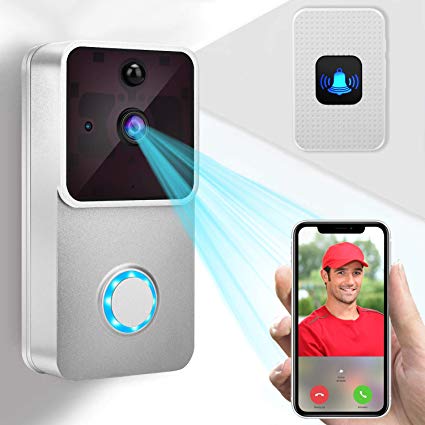 Video Doorbell 1080P HD Doorbell Camera/2 Rechargeable Battery/Indoor Chime/16GB Micro SD Card/Night Vision/Two-Way Audio/166° Wide Angel/PIR Motion Detection for iOS & Android