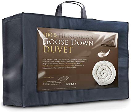 Littens Ultimate Collection 10.5 Tog Double Bed Size 100% Hungarian Goose Down Natural Duvet Quilt 300TC 100% Cotton Jacquard, Down Proof (200cm x 200cm)