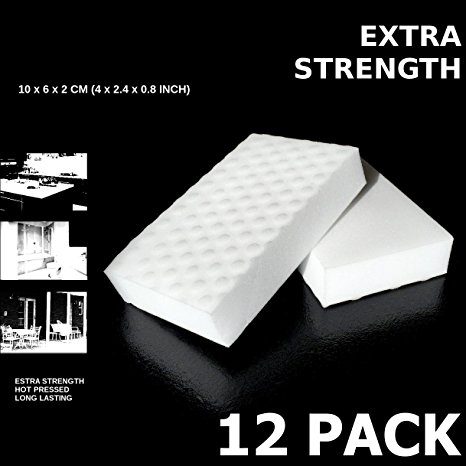 EXTRA STRENGTH Value Deal, MAGIC SPONGE CLEANERS ERASER PADS - WHITE - ALL PURPOSE - LONG LASTING (12 XS Eraser Pack)