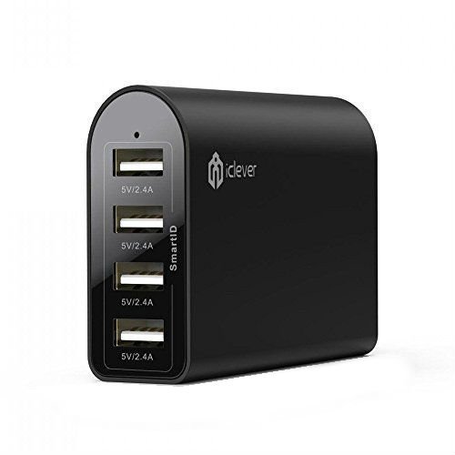 iClever BoostCube 40W 4-Port USB Desktop Charger with SmartID Technology Black