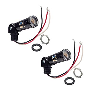 LED Compatible 120V Dusk to Dawn Outdoor Swivel Photo Control, Photocell for Wall Packs, Shoe Box, Porch Lights, (2-Pack)