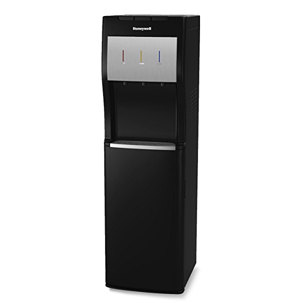 Honeywell HWBL1013B 40-Inch Freestanding Bottom Loading Water Cooler Dispenser with Hot, Room and Cold Temperatures with Superior Water Pump, Black