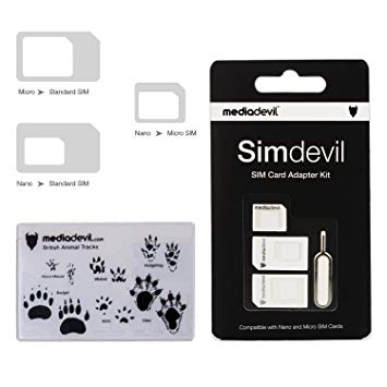 MediaDevil Simdevil 5-in-1 SIM Card Adapter Kit (Nano/Micro/Standard) 4 Packs