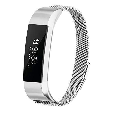 iGK Milanese Replacement Compatible for Fitbit Alta Band and Fitbit Alta HR Bands, Stainless Steel Metal Bracelet Strap with Unique Magnet Clasp for Women Men