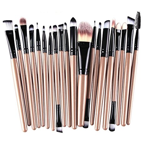 Voberry 20pcs Make Up Sets Soft Powder Foundation Eyeshadow Eyeliner Lip Makeup Brushes (Color-004)