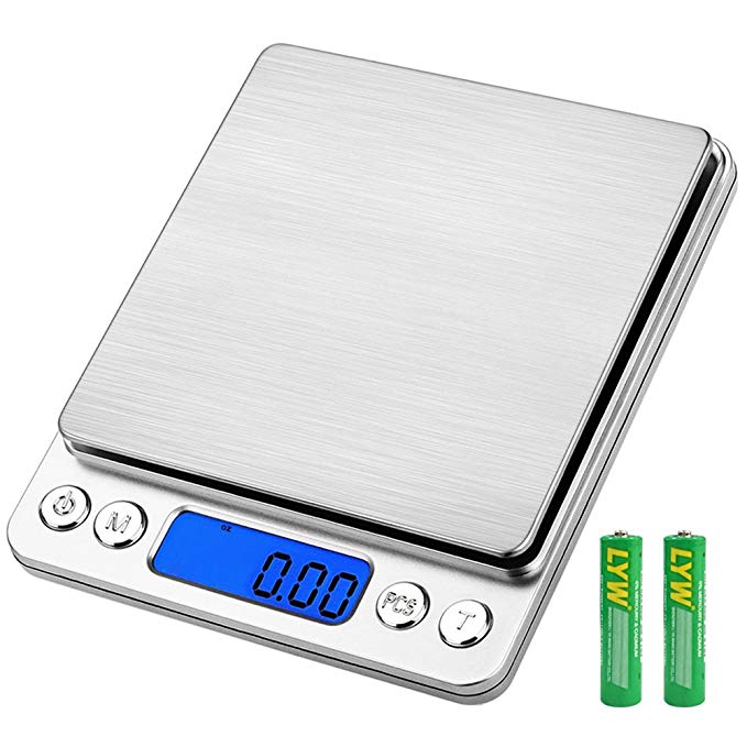 Digital Kitchen Scale, maxin Multifunctional Cooking Food Scale with Back-Lit LCD Display, 3000g/ 0.01g Mini Pocket Jewelry Scale with Tare, PCS Functions. (Sliver)