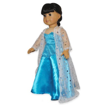 Doll Dress - Queen Elsa Inspired Outfit Fits American Girl Doll My Life Doll Our Generation and other 18 inch Dolls